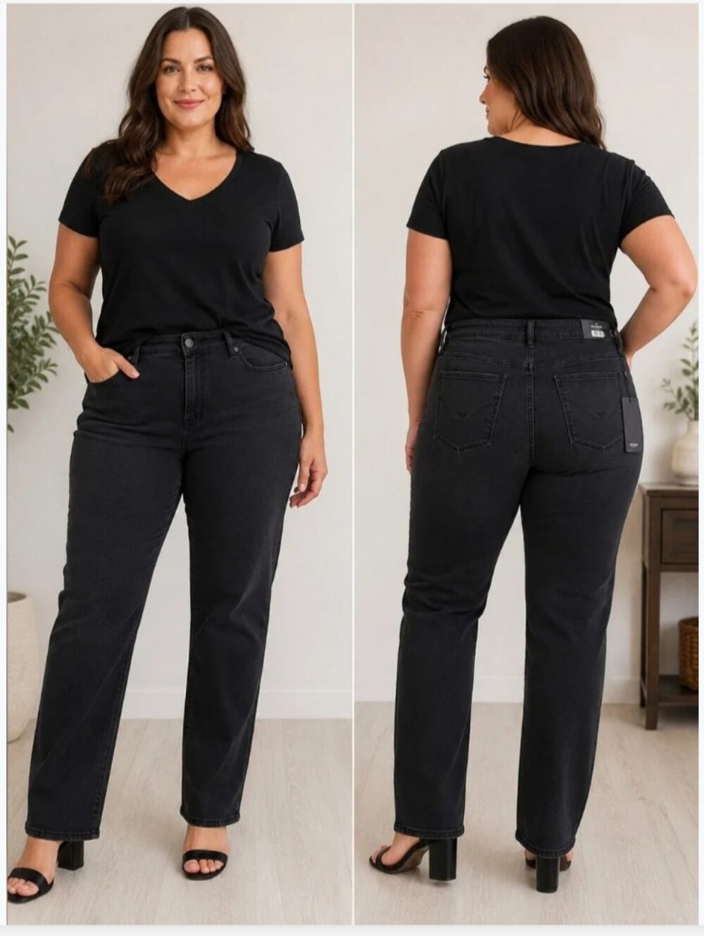Hudson Jeans Straight Leg High-Rise Jeans - Black